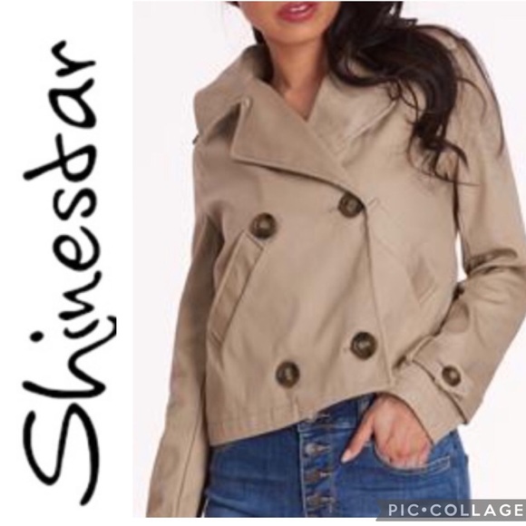 🔥SALE🔥 🆕 Shinestar Cropped Trench Size L NWT - Picture 1 of 4